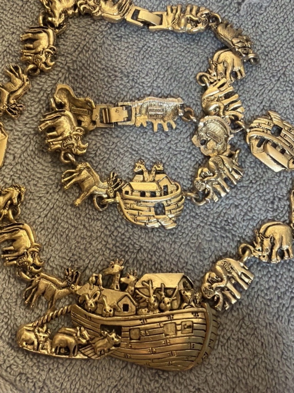 Gold-Tone Noah's Ark Statement Necklace & Bracelet Set